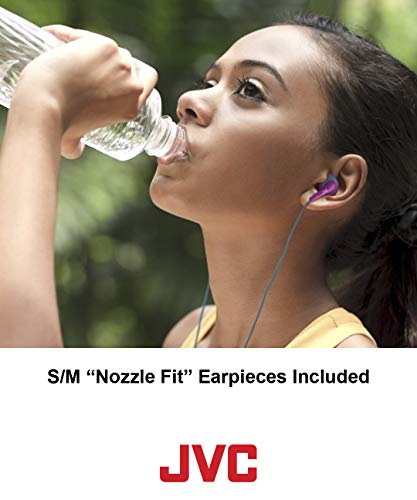 JVC Black and Red Nozzel Secure Comfort Fit Sweat Proof Gumy Sport Earbuds with long colored cord HA-ENR15B - Image 4