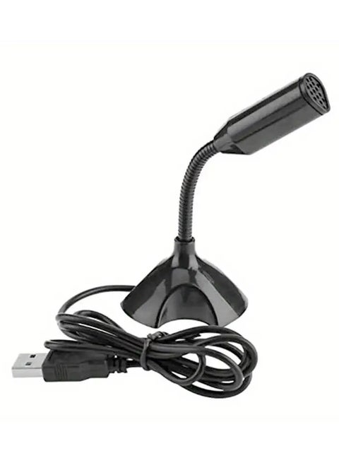 Mini USB microphone suitable for desktop and laptop computers, portable USB condenser microphone with adjustable stand, compatible with PC/Mac, plug and play, perfect for meetings, online classes, gaming, remote work (black)