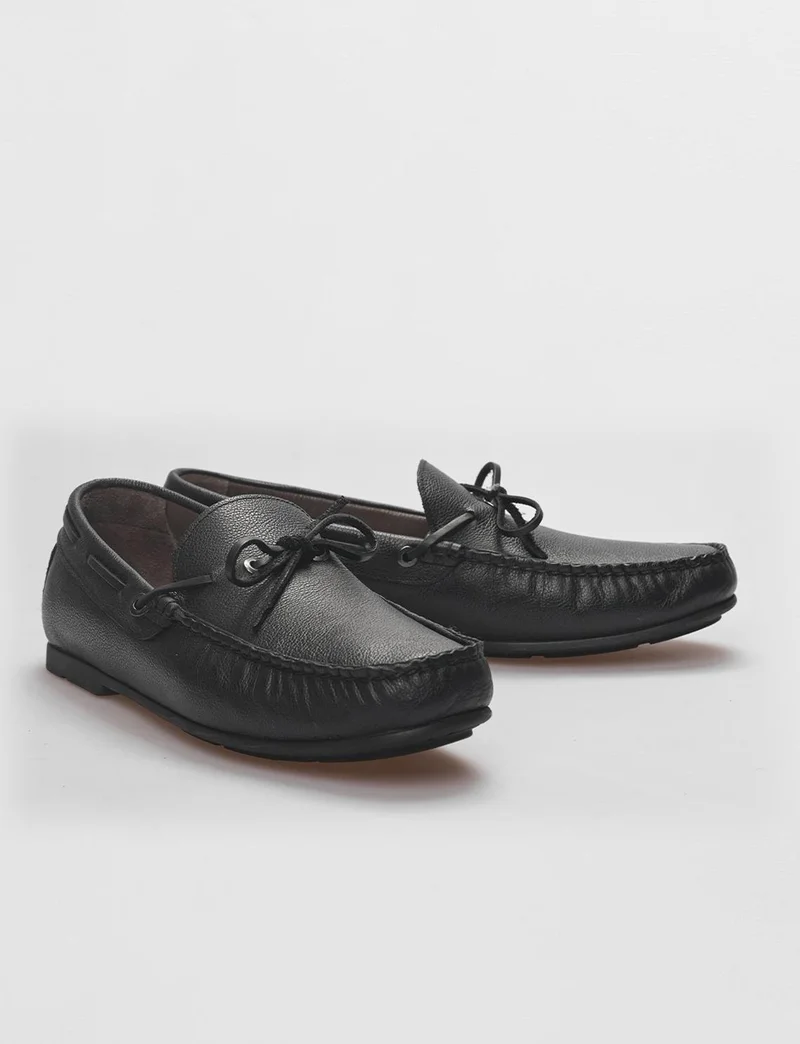 كاباني Rope Bow Detailed Leather Black Men's Loafer