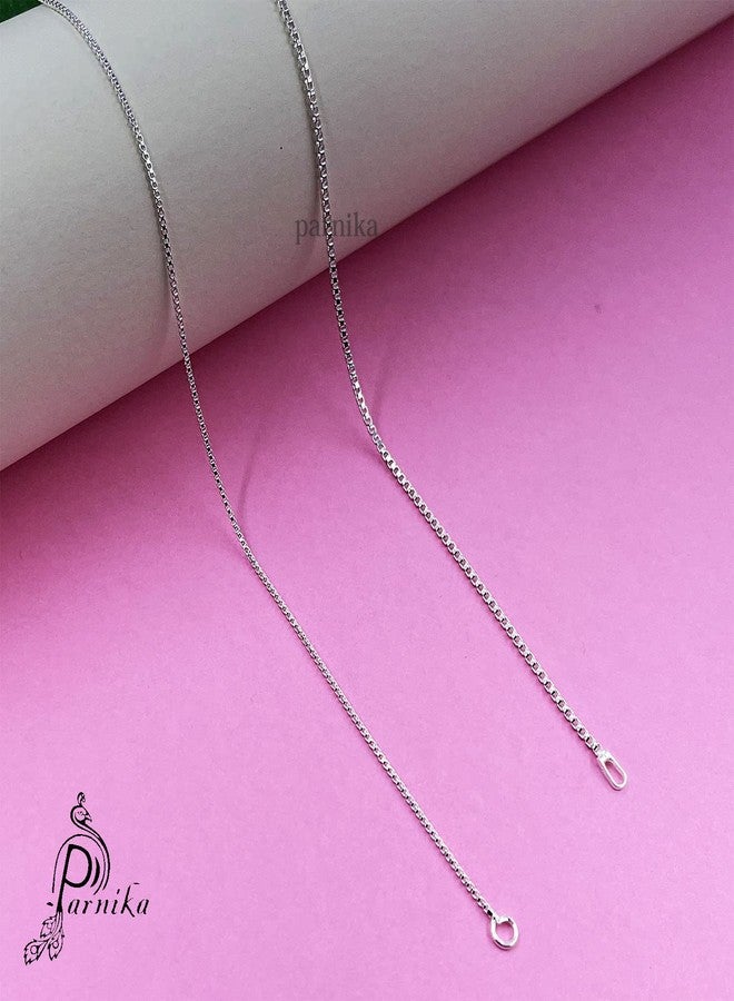 Parnika (Formerly Mj 925 Unisex Adult 0.9Mm 1.25Mm 2Mm Box Chain In Pure 92.5 Sterling Silver | Gift For Her N Him | Chandi Ki Chain | (0.9Mm, 18 Inches) - Image 2