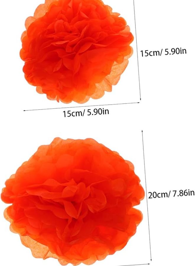 فاليكلود هالوين كرات ورقية سوداء وبرتقالية زهور مناديل ورقية 18 قطعة ديكور حفلة - Image 3