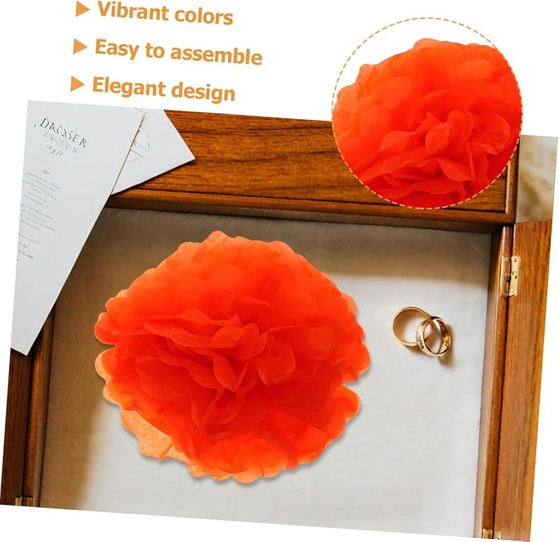 فاليكلود هالوين كرات ورقية سوداء وبرتقالية زهور مناديل ورقية 18 قطعة ديكور حفلة - Image 4