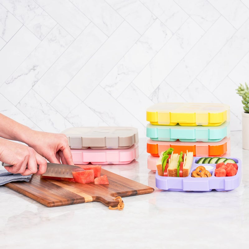 Bentgo® Kids Prints Tray with Transparent Cover - Reusable, BPA-Free, 5-Compartment Meal Prep Container with Built-In Portion Control for Healthy Meals At Home & On the Go (Green Rainbow) - Image 3