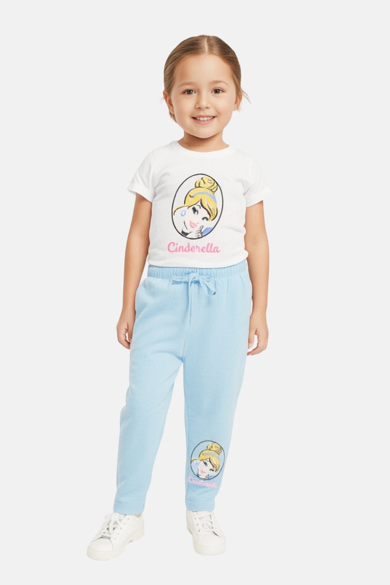 Disney Kids Girl Cinderella Graphic Print Short Sleeve Pajama Set, Multicolor - Image 1