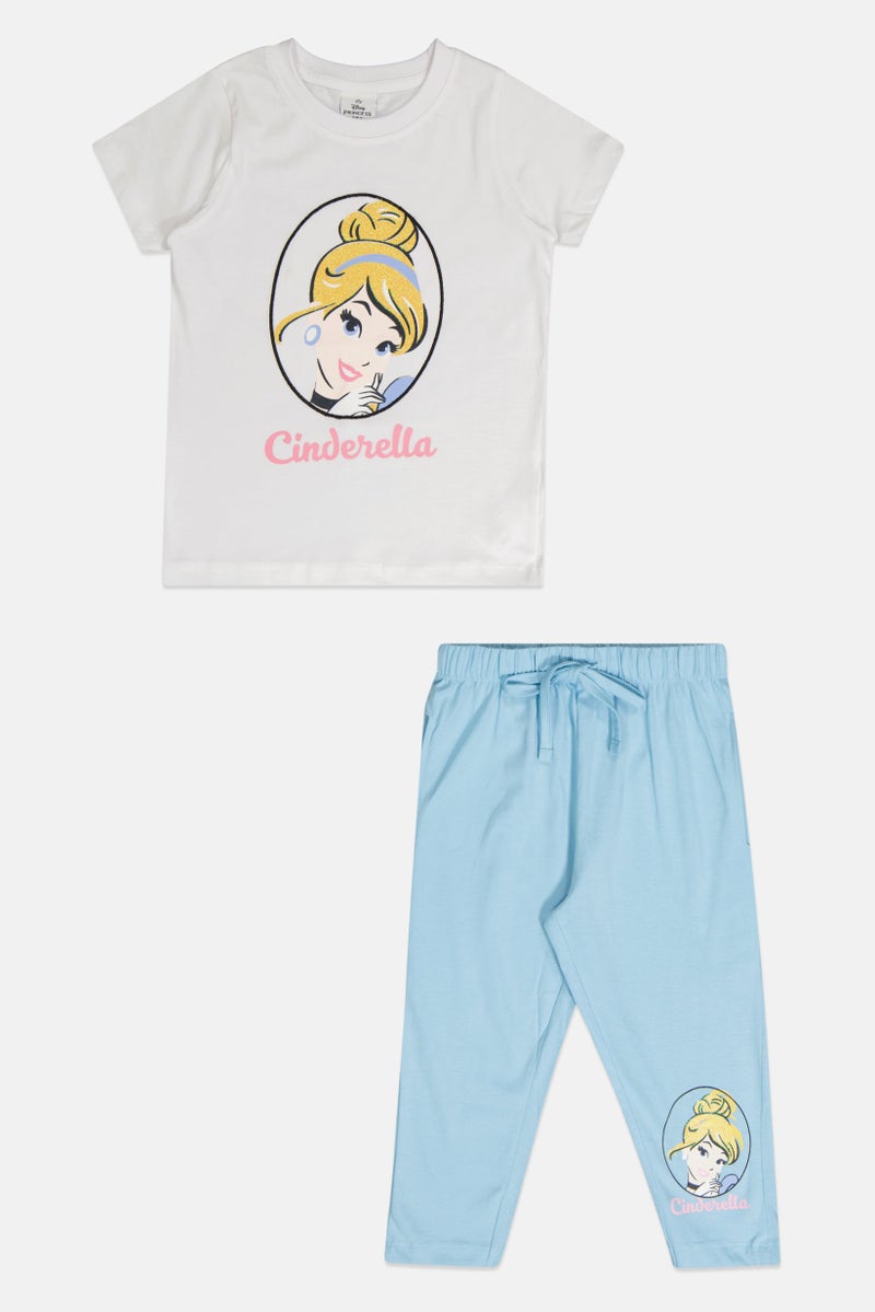 Disney Kids Girl Cinderella Graphic Print Short Sleeve Pajama Set, Multicolor - Image 2
