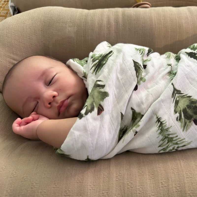 LifeTree Muslin Swaddle Blankets, Woodland Baby Swaddling Wrap Nursery Receiving Blanket for Boys & Girls Unisex, Soft 70% Viscose from Bamboo and 30% Cotton, Large 47 x 47 inches - Image 2
