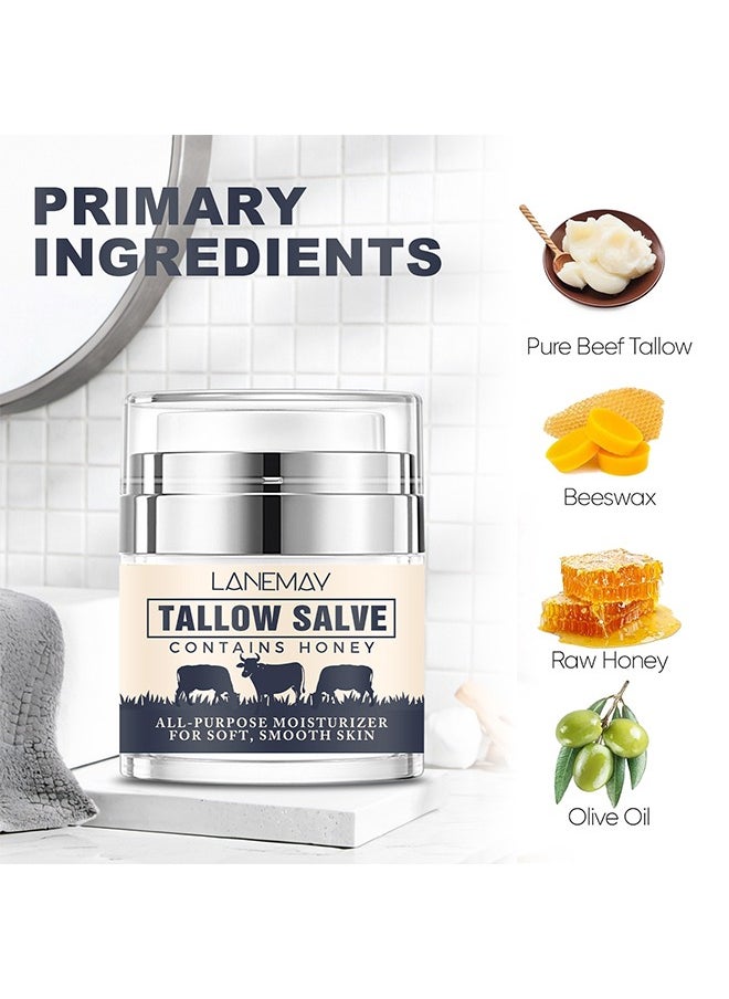LANEMAY - Nourish Skin Moisturizing Tighten - Contains Honey Tallow Salve - All Natural Grass Fed Beef Tallow & Honey All Purpose Balm Moisturizing Body Salve Great For Eczema Cracked Dry Itchy Irritated Skin Skin Repair Skincare - Image 1