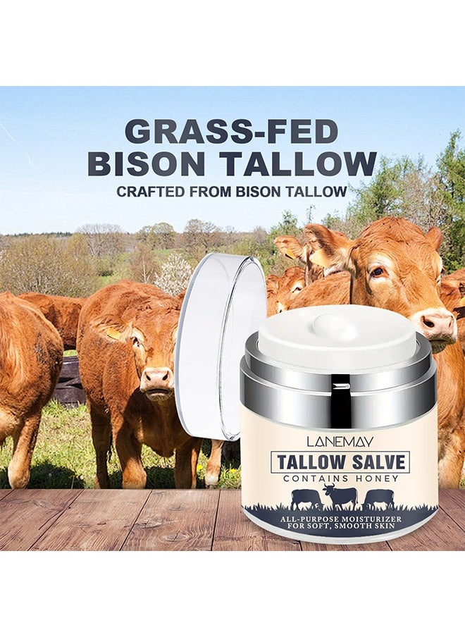 LANEMAY - Nourish Skin Moisturizing Tighten - Contains Honey Tallow Salve - All Natural Grass Fed Beef Tallow & Honey All Purpose Balm Moisturizing Body Salve Great For Eczema Cracked Dry Itchy Irritated Skin Skin Repair Skincare - Image 1