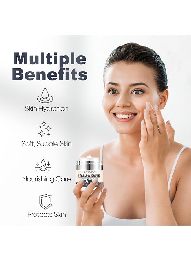 LANEMAY - Nourish Skin Moisturizing Tighten - Contains Honey Tallow Salve - All Natural Grass Fed Beef Tallow & Honey All Purpose Balm Moisturizing Body Salve Great For Eczema Cracked Dry Itchy Irritated Skin Skin Repair Skincare - Image 1