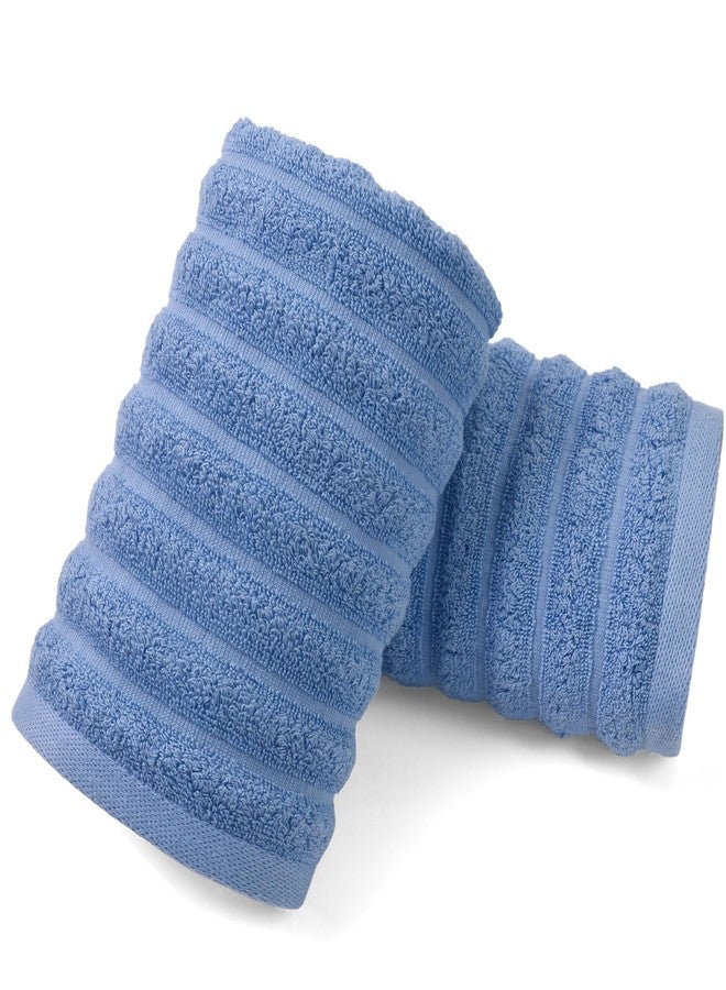 Jacquotha Ribbed Hand Towels for Bathroom, Hotel & Spa Quality Soft Hand Towel Set, 480 GSM Cotton Bathroom Towel, Men Women Gifts (Medium Blue) - Image 1