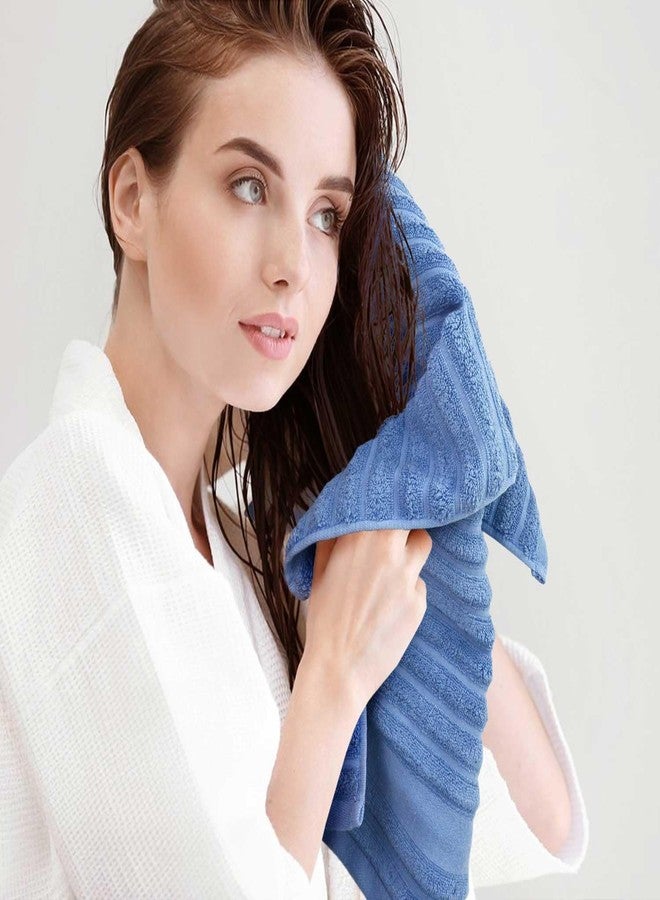Jacquotha Ribbed Hand Towels for Bathroom, Hotel & Spa Quality Soft Hand Towel Set, 480 GSM Cotton Bathroom Towel, Men Women Gifts (Medium Blue) - Image 5