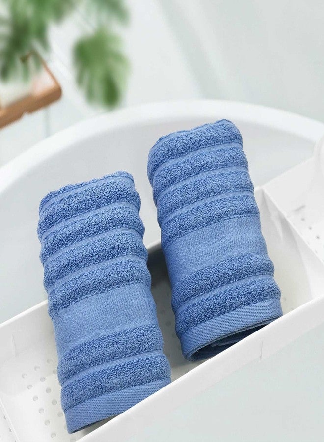 Jacquotha Ribbed Hand Towels for Bathroom, Hotel & Spa Quality Soft Hand Towel Set, 480 GSM Cotton Bathroom Towel, Men Women Gifts (Medium Blue) - Image 2