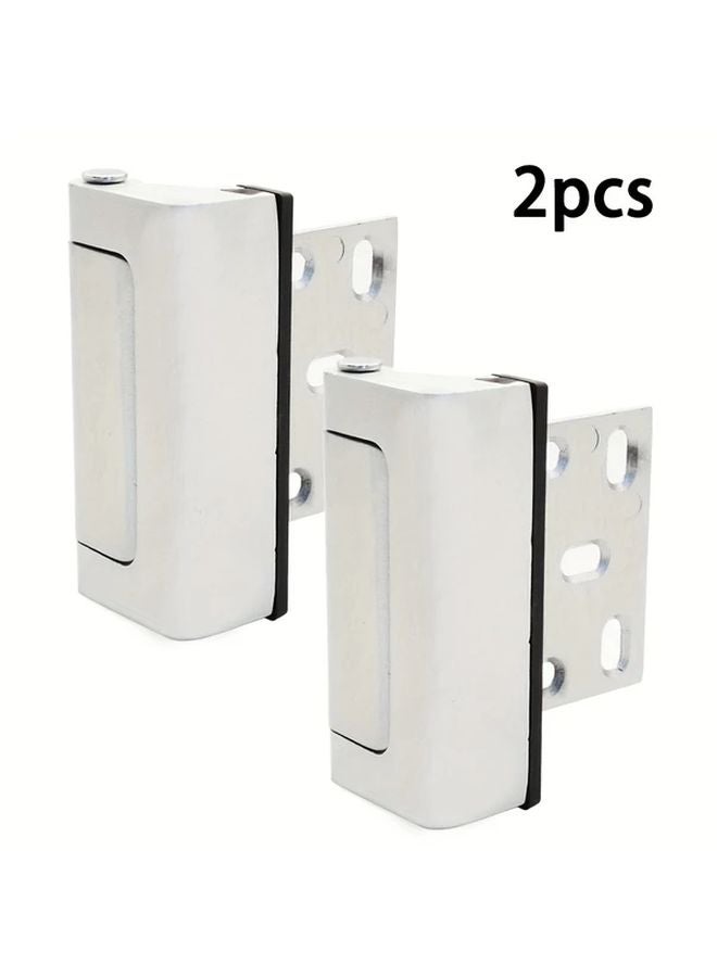 2pcs Silvery Security Door Reinforcement Locks 3 Inch Stop Withstand 800 Lbs For Inward Swinging Door - Image 1