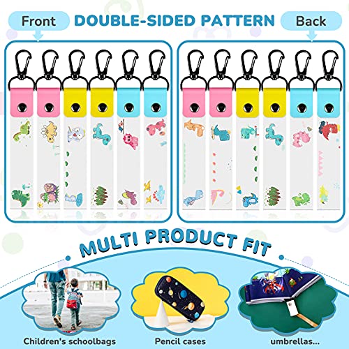 Marspark 6 Pieces Personalized Name Tag Hooks Child ID Tags Backpack Name Daycare Labels for Backpacks Water Bottle Labels(Dinosaur Style) - Image 3