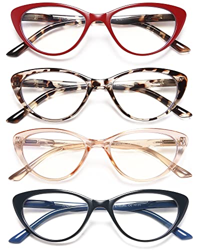 EYEURL 4-Pack Cat Eye Reading Glasses for Women- Blue Light Blocking Readers with Spring Hinges,Anti-Glare/UV Rays Reading Glasses,1.5 - Image 1