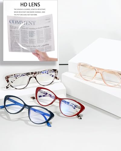EYEURL 4-Pack Cat Eye Reading Glasses for Women- Blue Light Blocking Readers with Spring Hinges,Anti-Glare/UV Rays Reading Glasses,1.5 - Image 3
