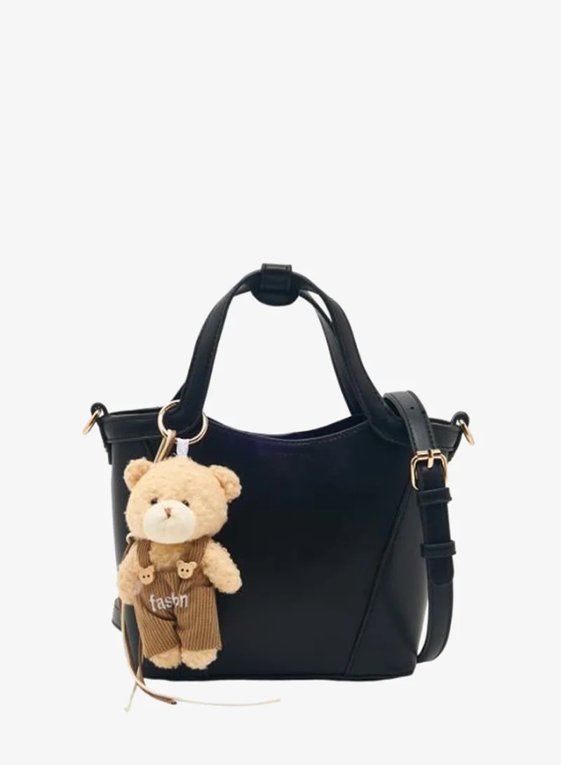 Sasha Sasha Teddy Bear Charm Tote Bag with Detachable Strap