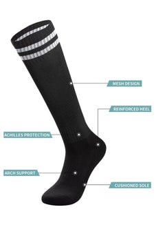 Excefore 3 Pairs Men's Sports Socks Soccer Anti-slip Football Breathable Athletic Rugby Hockey Socks，One Size  - Image 2