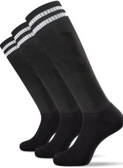 Excefore 3 Pairs Men's Sports Socks Soccer Anti-slip Football Breathable Athletic Rugby Hockey Socks，One Size  - Image 1