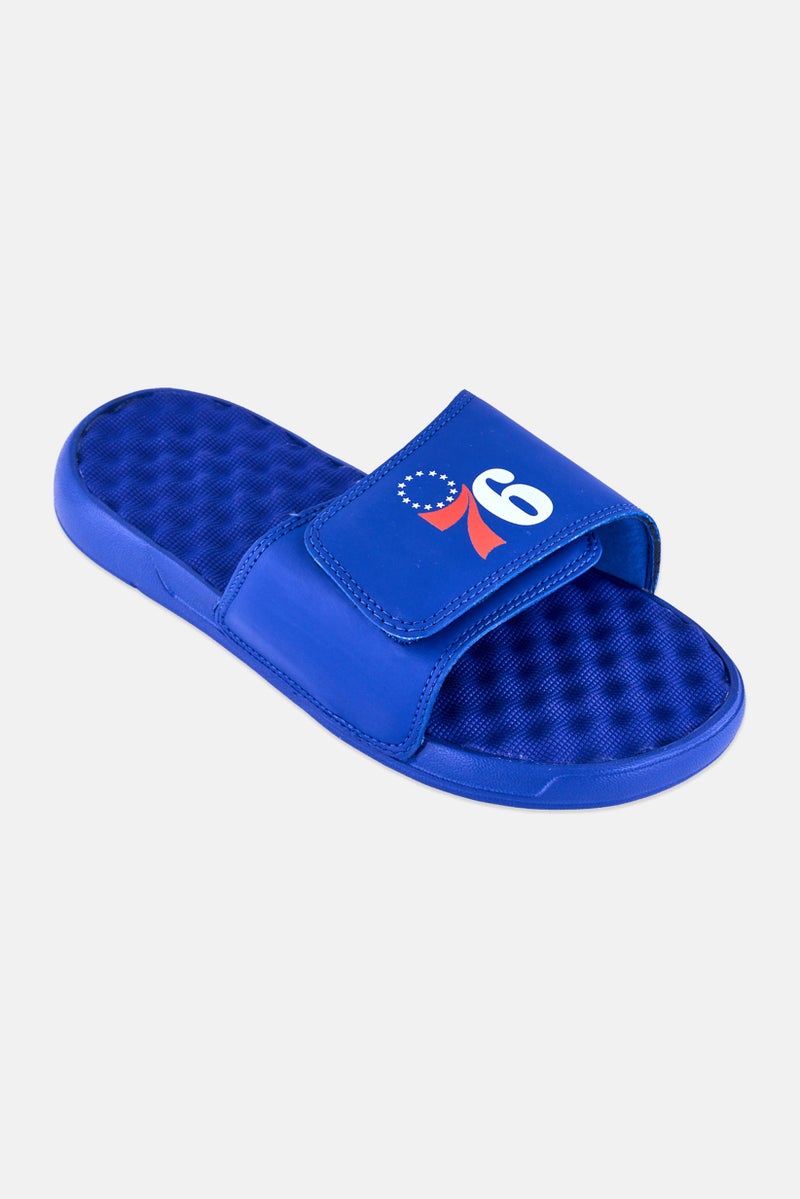 ISlide Men Philadelphia 76ers Primary Logo Slip On Slides, Blue - Image 1