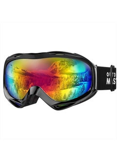 OutdoorMaster OTG Ski Goggles - Over Glasses Ski/Snowboard Goggles for Men, Women & Youth - 100% UV Protection (Black Frame + VLT 15% Grey Lens with REVO Red)  - Image 1