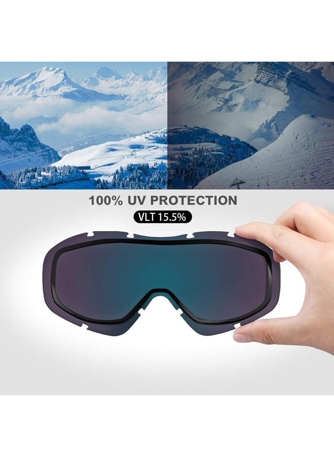 OutdoorMaster OTG Ski Goggles - Over Glasses Ski/Snowboard Goggles for Men, Women & Youth - 100% UV Protection (Black Frame + VLT 15% Grey Lens with REVO Red)  - Image 2