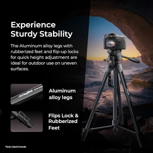 DIGITEK® (DTR 550 LW) 67 Inch Foldable Tripod Stand with Phone Holder & 360° Ball Head, 5kg Load Capacity, Aluminum Alloy Legs with Rubberized Feet & Flip Locks, Carry Bag, for Photo & Video Shoots - Image 4