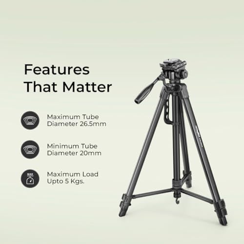 DIGITEK® (DTR 550 LW) 67 Inch Foldable Tripod Stand with Phone Holder & 360° Ball Head, 5kg Load Capacity, Aluminum Alloy Legs with Rubberized Feet & Flip Locks, Carry Bag, for Photo & Video Shoots - Image 5