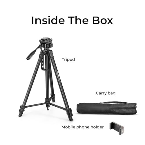 DIGITEK® (DTR 550 LW) 67 Inch Foldable Tripod Stand with Phone Holder & 360° Ball Head, 5kg Load Capacity, Aluminum Alloy Legs with Rubberized Feet & Flip Locks, Carry Bag, for Photo & Video Shoots - Image 3