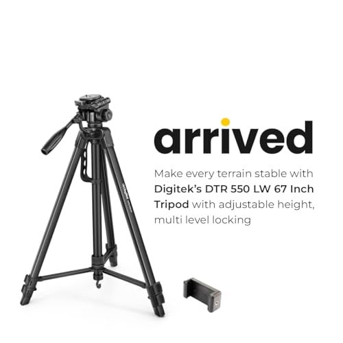 DIGITEK® (DTR 550 LW) 67 Inch Foldable Tripod Stand with Phone Holder & 360° Ball Head, 5kg Load Capacity, Aluminum Alloy Legs with Rubberized Feet & Flip Locks, Carry Bag, for Photo & Video Shoots - Image 2