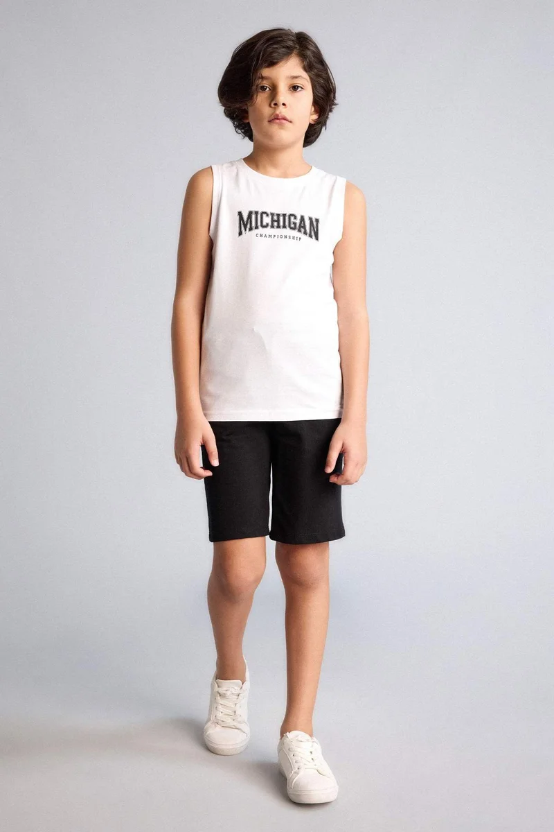 DeFacto Boy Crew Neck Slogan Print Tank Top