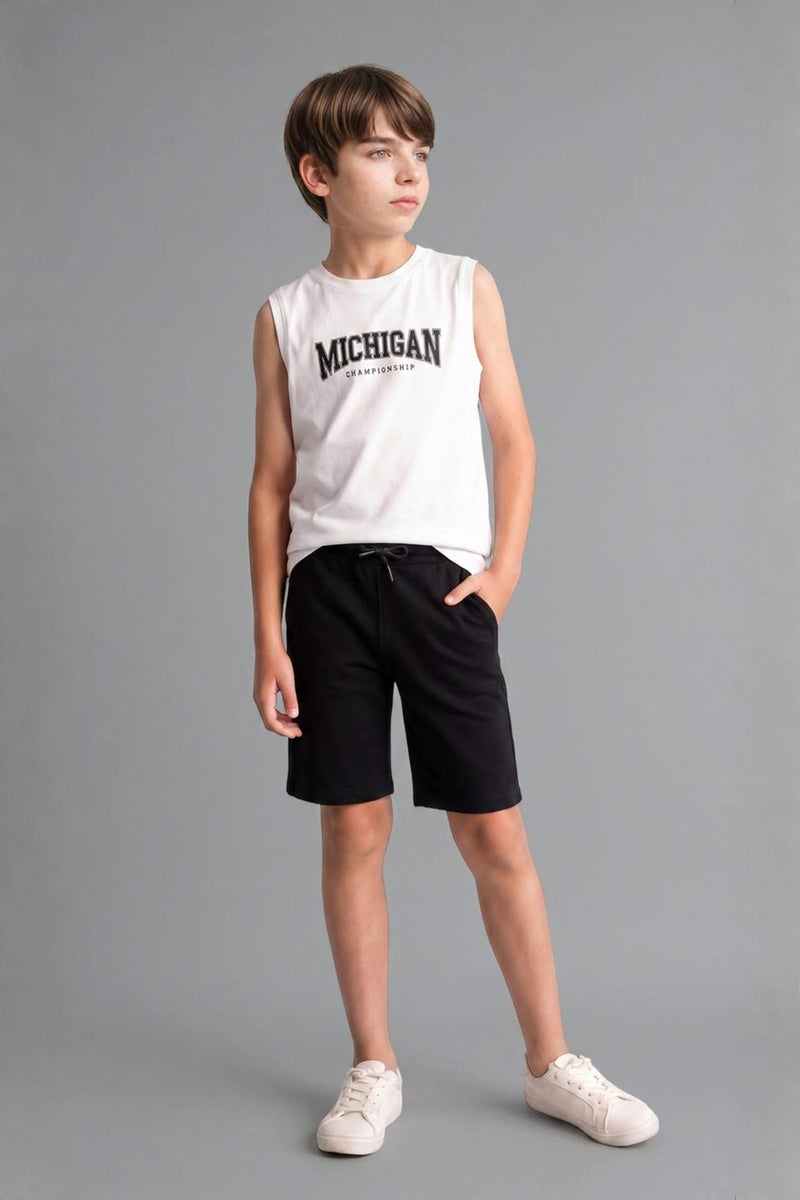DeFacto Boy Crew Neck Slogan Print Tank Top - Image 2