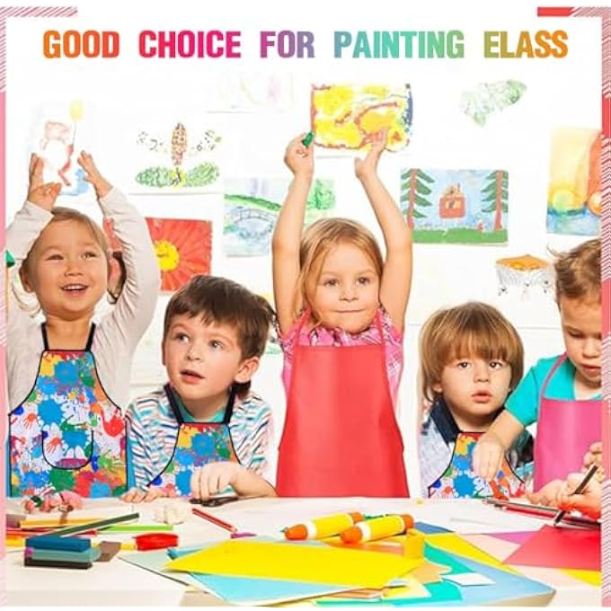 Mumoo Bear Kids Painting Aprons Set, Toddler Painting Apron with Pocket and 2 Sleeves, Adjustable Waterproof Children Artist Apron, Age 3-6 Years Boy and Girl for Craft, Eating, Cooking, Drawing - Image 2