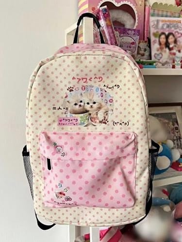 Winatehr ﻿kawaii cutecore backpack for school, cute cartoon backpacks kitty cat pink, senior japanese korean back bag for girl, fashion y2k aesthetic supplies trendy stuff - Image 4