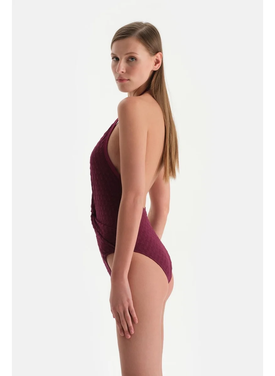 داجي Burgundy Halterneck Swimsuit