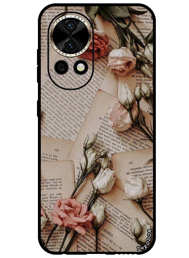 Theodor Protective Case Anti Scratch Shock Proof Bumper Cover For Huawei Nova 12 Books and Flowers - Image 1