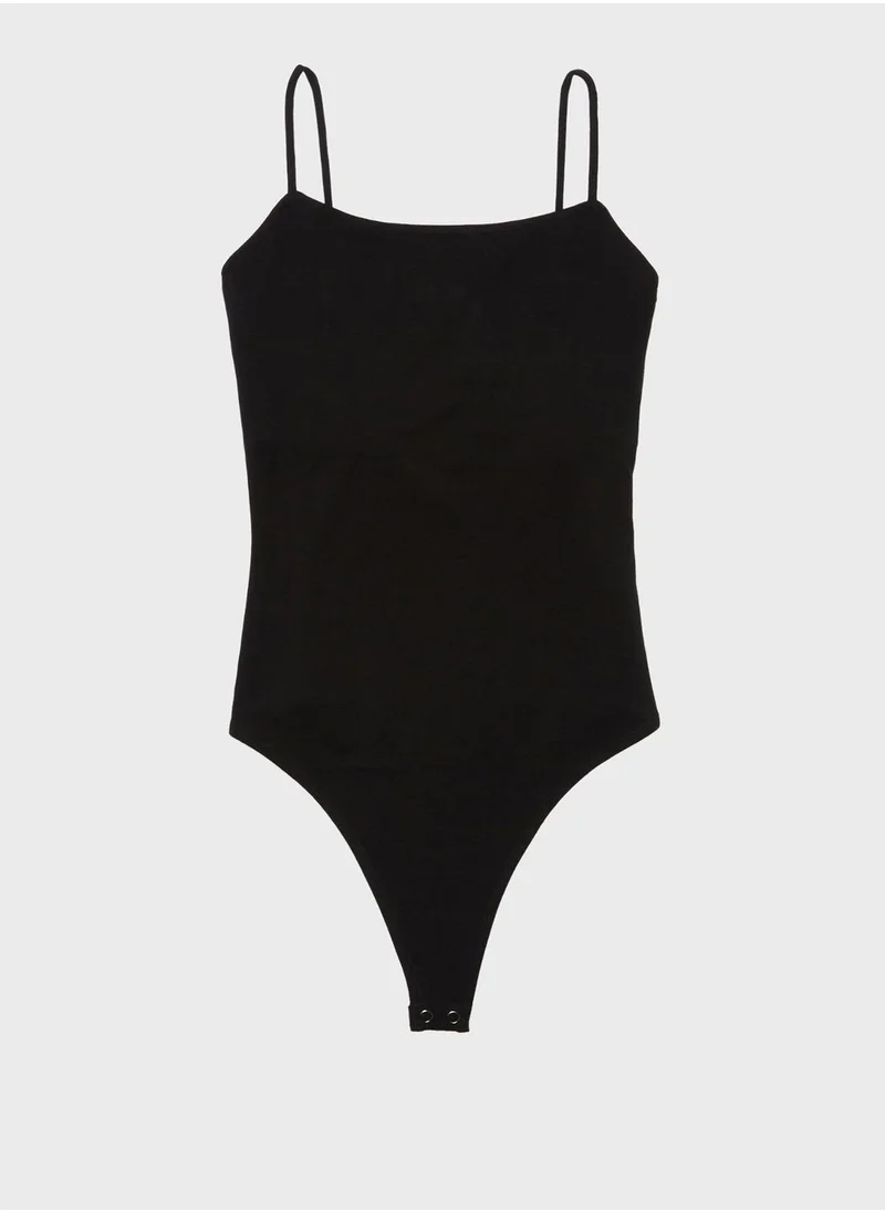 American Eagle Striped High Leg Bodysuit