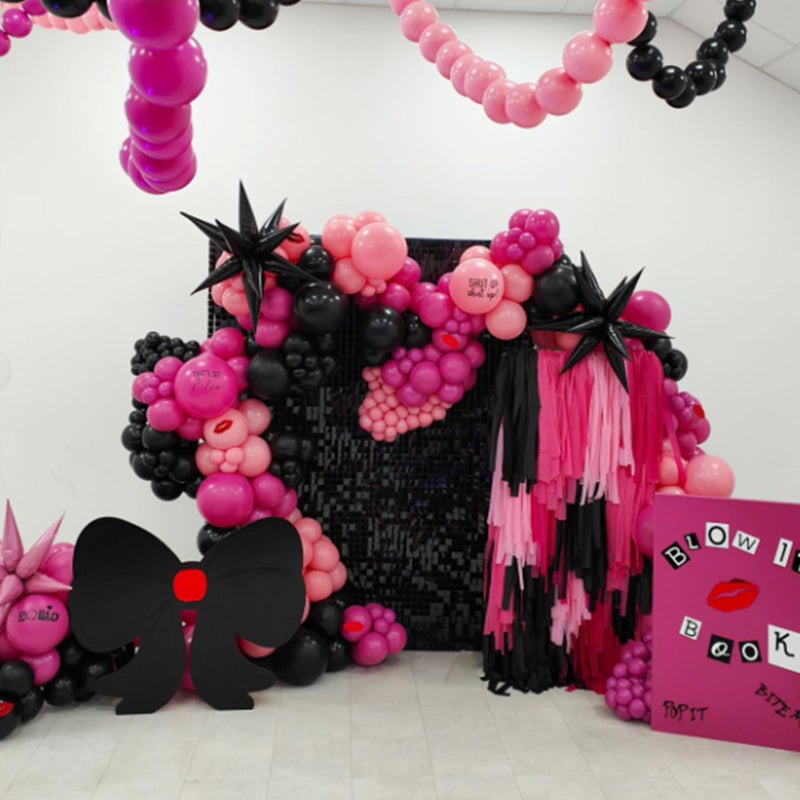 Awenztech 120pcs Hot Pink Balloon Arch Kit, 18 12 10 5 inch Hot Pink Latex Balloons Different Sizes Balloon Garland for Engagement Bridal Bachelorette Tropical Birthday Party Decorations - Image 5