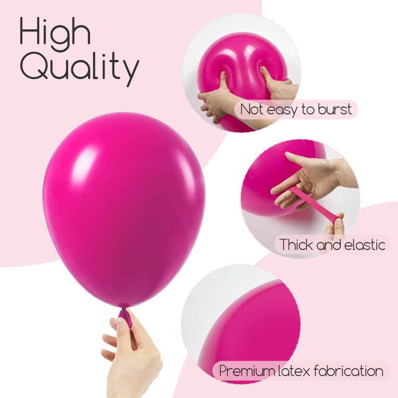 Awenztech 120pcs Hot Pink Balloon Arch Kit, 18 12 10 5 inch Hot Pink Latex Balloons Different Sizes Balloon Garland for Engagement Bridal Bachelorette Tropical Birthday Party Decorations - Image 3