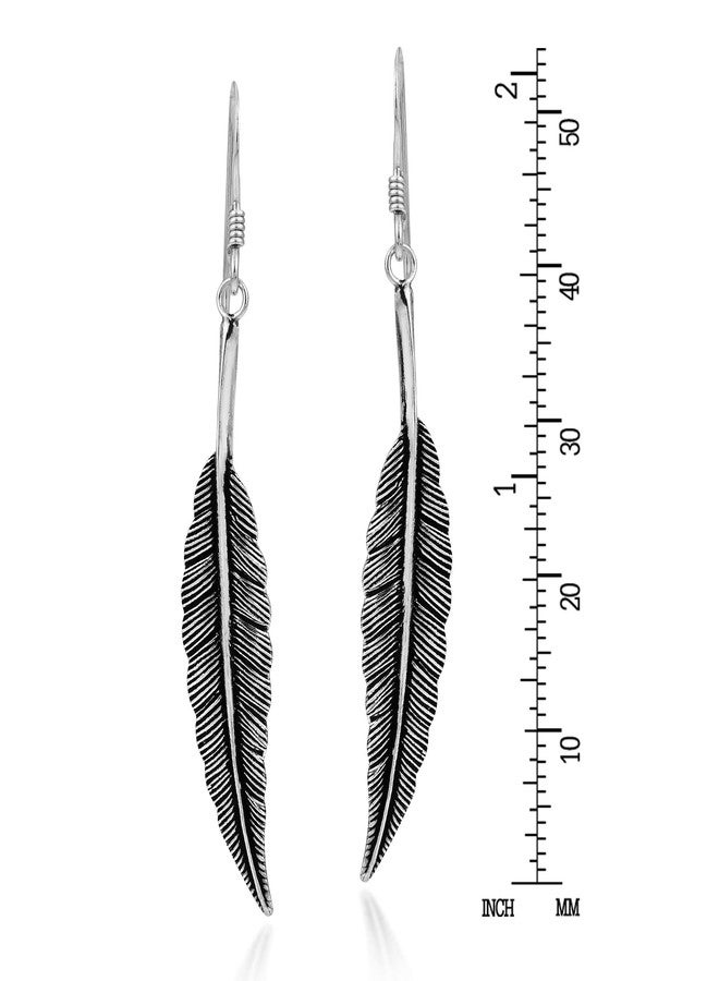 ايرافيدا أقراط متدلية من الفضة الإسترليني عيار 925 بتصميم ريشة بوهيمية أنيقة من إيرافيدا | أقراط بوهيمية أنيقة للنساء | أقراط من الفضة الإسترليني بتصميم ريشة - Image 4