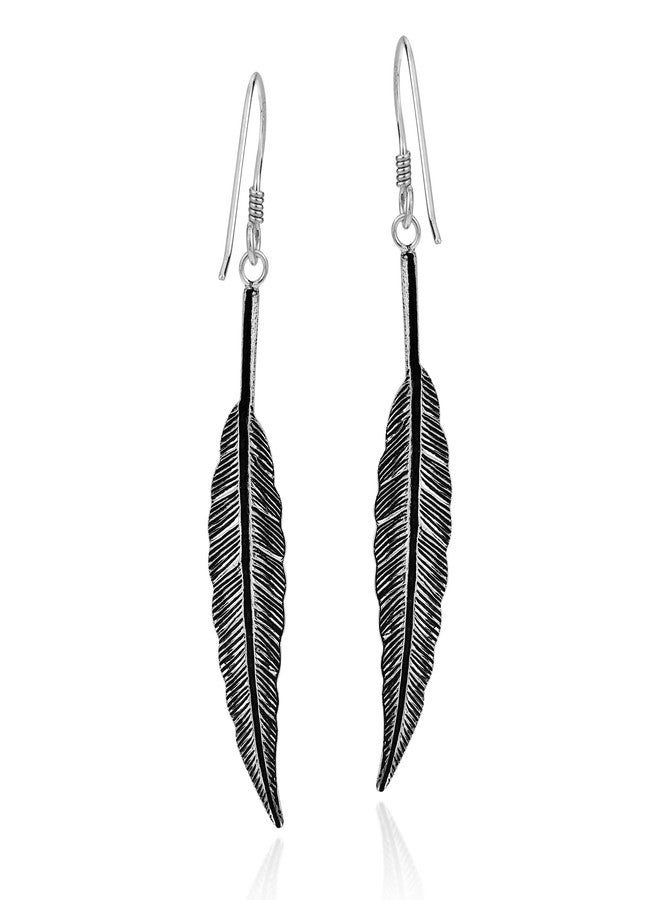 ايرافيدا أقراط متدلية من الفضة الإسترليني عيار 925 بتصميم ريشة بوهيمية أنيقة من إيرافيدا | أقراط بوهيمية أنيقة للنساء | أقراط من الفضة الإسترليني بتصميم ريشة - Image 3