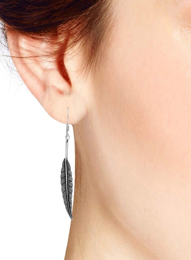 ايرافيدا أقراط متدلية من الفضة الإسترليني عيار 925 بتصميم ريشة بوهيمية أنيقة من إيرافيدا | أقراط بوهيمية أنيقة للنساء | أقراط من الفضة الإسترليني بتصميم ريشة - Image 5