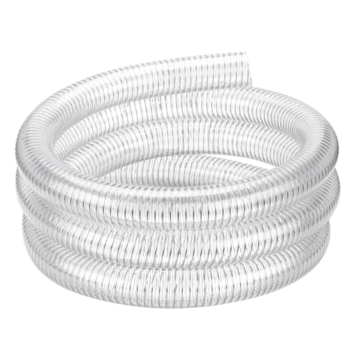 Geowaky 1"id-10ft PVC Reinforced Tubing Steel Wire Suction Flexible Hose Vinyl Tubing Heavy Duty PVC Vacuum Hose Drain Fuel Oil Gas Water for Marine Bilge Pump Pond Spa - Image 1