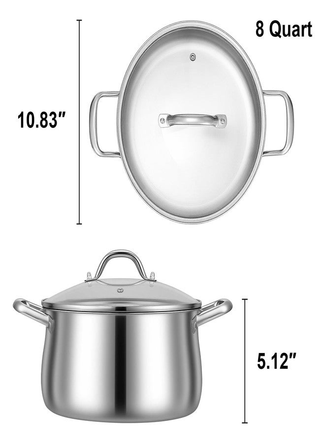 Tifanso 8QT Tri-Ply Stainless Steel Induction Stock Pot with Lid - Image 2