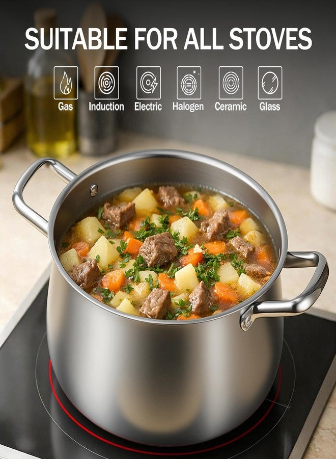 Tifanso 8QT Tri-Ply Stainless Steel Induction Stock Pot with Lid - Image 4