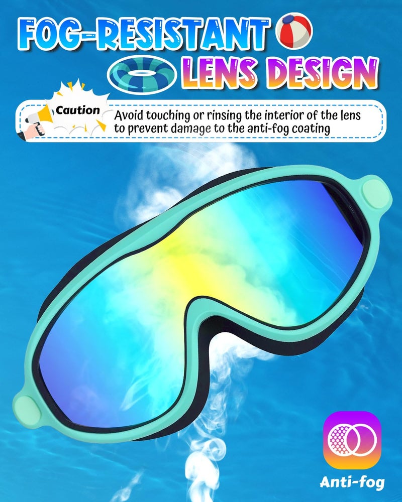 Rantizon Kids Swim Goggles 2 Pack, Wide View Swimming Goggles for Child 3-15, Anti Fog&UV No Leaking Goggles for Boys Girls - Image 4
