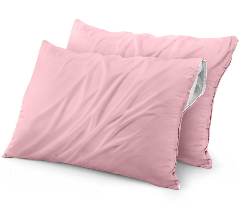 Utopia Bedding Waterproof Pillow Protectors Zippered (2 Pack, Pink) King Size, Zippered Pillowcases, Bed Bug Proof Pillow Encasement Covers 20 x 38 Inches - Image 1