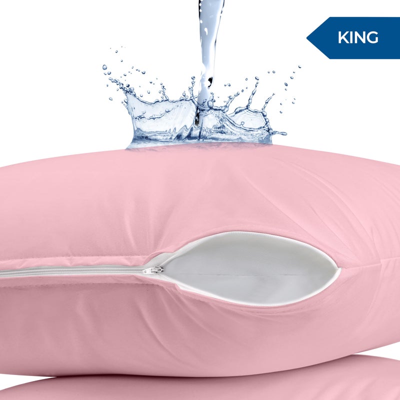 Utopia Bedding Waterproof Pillow Protectors Zippered (2 Pack, Pink) King Size, Zippered Pillowcases, Bed Bug Proof Pillow Encasement Covers 20 x 38 Inches - Image 2