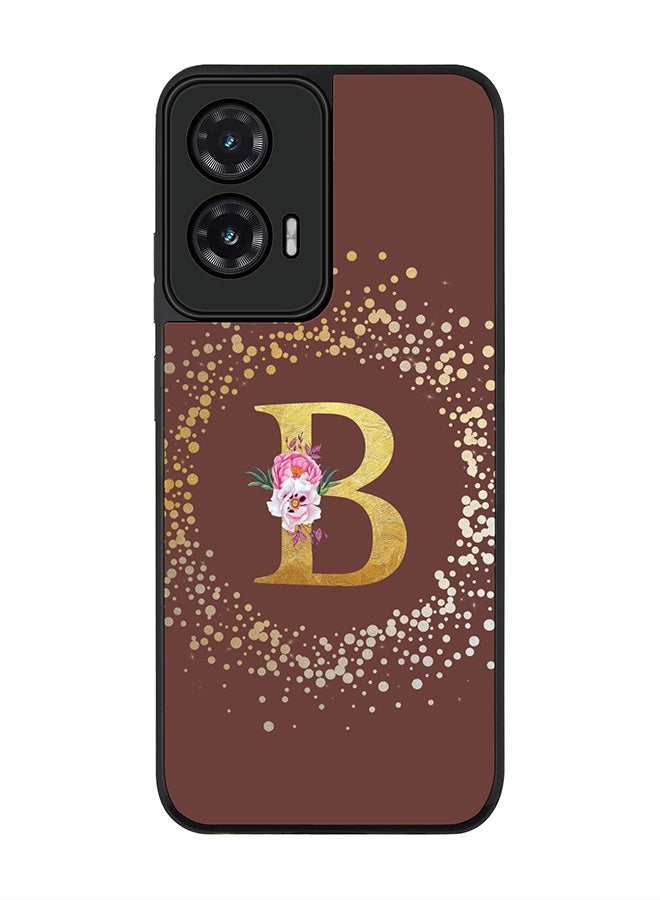 Stylizedd For Motorola Moto G35 Case,Slim fit Camera Protection, Shockproof Thin Phone cover  - Custom Monogram Floral - B  (Brown )