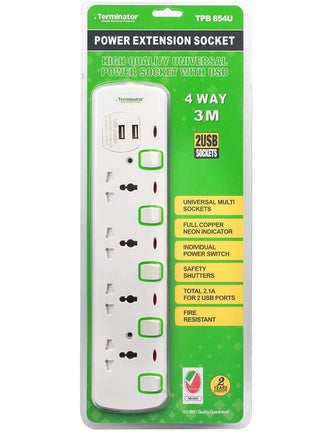 Terminator H/D 4 Way 3 Meter Universal Power Extension Cord With 2 Usb Port - pzsku/ZE5687E4AFF1B2C211B30Z/45/_/1684316802/0690fe78-4052-4a33-83b6-7f6e2978b895